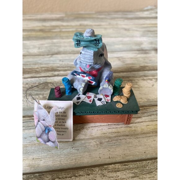 LuckyPhants #1041 Livingston Elephant Playing Cards Figurine Banberry Designs - Picture 3 of 13